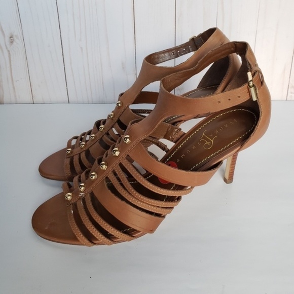 Ivanka Trump Studded Strappy Heels Brown Size 10 - Picture 3 of 7